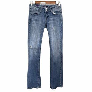 Vigoss Junior Women's The New York Bootcut Distressed Blue Denim Jeans Size 3